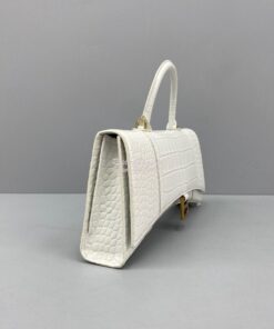 Replica Balenciaga Hourglass Stretched Top Handle Bag in White Shiny C 2