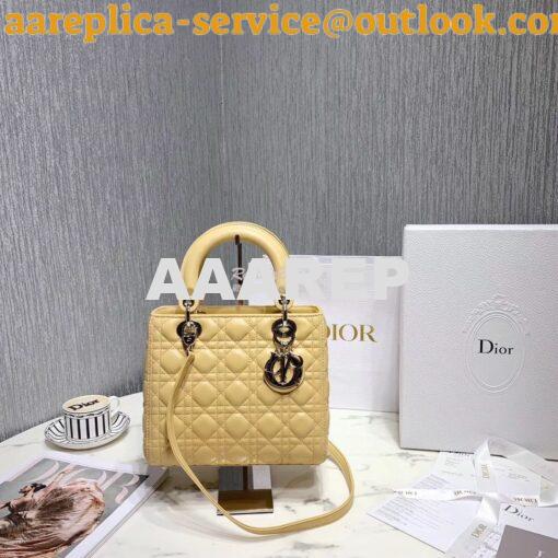 Replica Christian Dior Lady Dior Quilted in Lambskin Leather Bag Yello 2