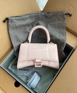 Replica Balenciaga Hourglass Top Handle Bag In Light Rose Shiny Box Ca 2