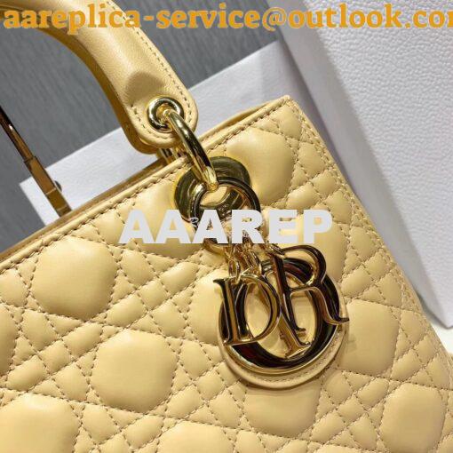 Replica Christian Dior Lady Dior Quilted in Lambskin Leather Bag Yello 10