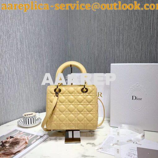 Replica Christian Dior Lady Dior Quilted in Lambskin Leather Bag Yello 11