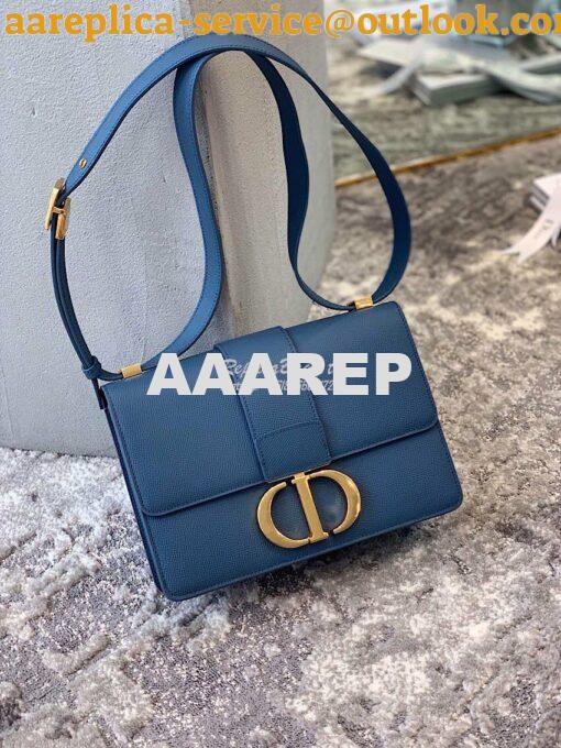 Replica Dior 30 Montaigne Grained Calfskin Bag in Denim Blue