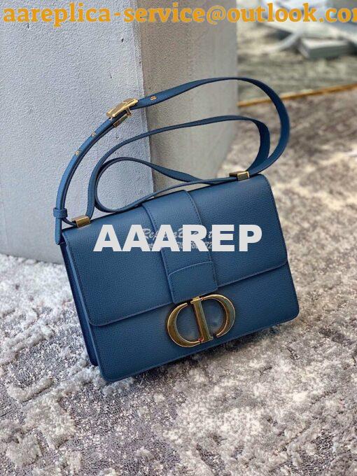 Replica Dior 30 Montaigne Grained Calfskin Bag in Denim Blue 2