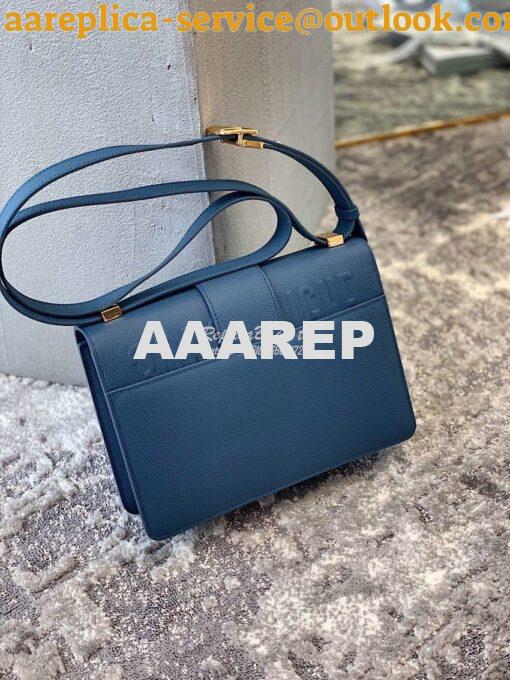 Replica Dior 30 Montaigne Grained Calfskin Bag in Denim Blue 3