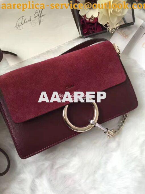 Replica Chloe Faye Small shoulder bag in Suede and Smooth Calfskin Sie 4