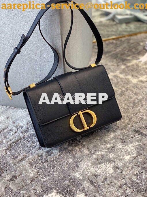 Replica Dior 30 Montaigne Grained Calfskin Bag in Black