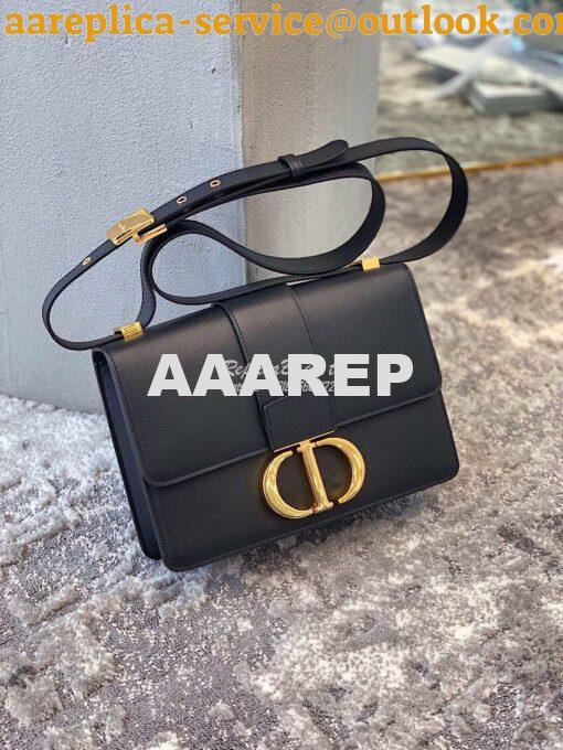 Replica Dior 30 Montaigne Grained Calfskin Bag in Black 2