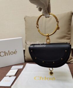 Replica Chloe Small Nile Minaudière in Smooth Calfskin Black 2