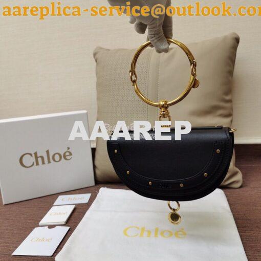 Replica Chloe Small Nile Minaudière in Smooth Calfskin Black 2