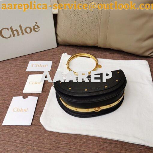 Replica Chloe Small Nile Minaudière in Smooth Calfskin Black 4