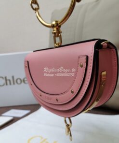 Replica Chloe Small Nile Minaudière in Smooth Calfskin Pink 2