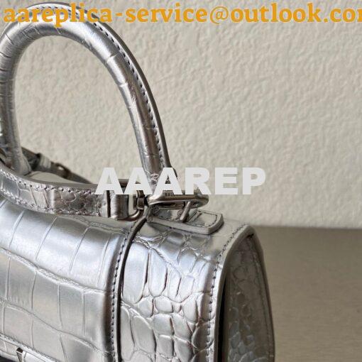 Replica Balenciaga Hourglass Top Handle Bag In Shiny Crocodile Embosse 3