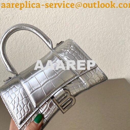 Replica Balenciaga Hourglass Top Handle Bag In Shiny Crocodile Embosse 4