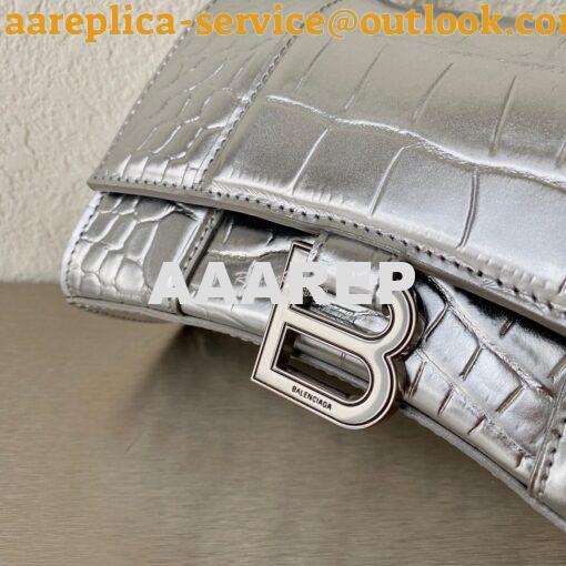 Replica Balenciaga Hourglass Top Handle Bag In Shiny Crocodile Embosse 5