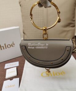 Replica Chloe Small Nile Minaudière in Smooth Calfskin Grey