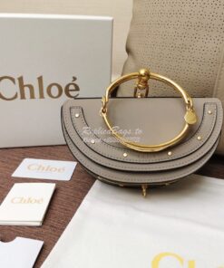 Replica Chloe Small Nile Minaudière in Smooth Calfskin Grey 2