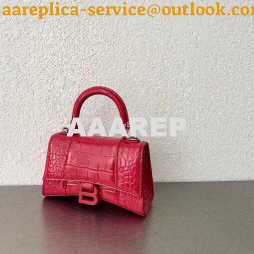 Replica Balenciaga Hourglass Top Handle Bag In Shiny Crocodile Embosse 3