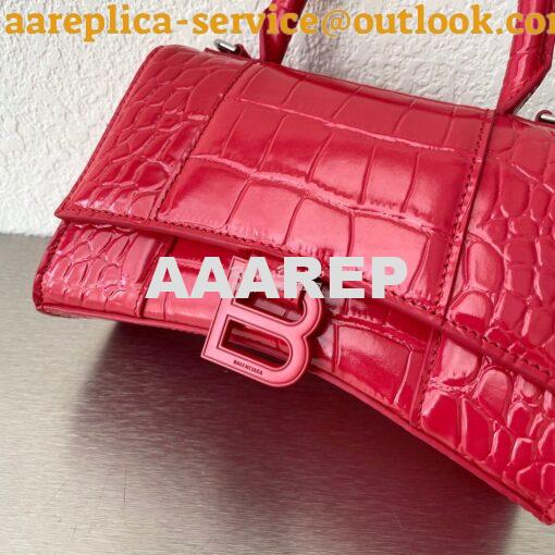 Replica Balenciaga Hourglass Top Handle Bag In Shiny Crocodile Embosse 5