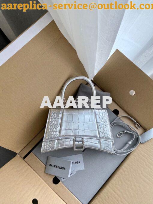 Replica Balenciaga Hourglass Top Handle Bag In Shiny Crocodile Embosse 9