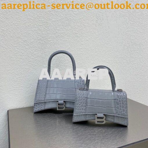 Replica Balenciaga Hourglass Top Handle Bag In Shiny Crocodile Embosse