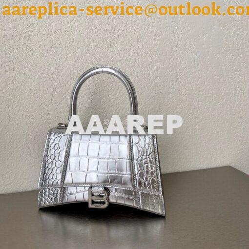 Replica Balenciaga Hourglass Top Handle Bag In Shiny Crocodile Embosse 10