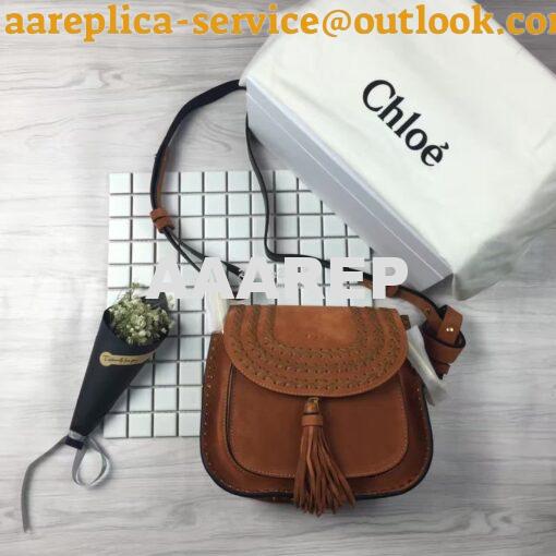 Replica Chloe Hudson Shoulder Bag in Suede Calfskin Caramel 3