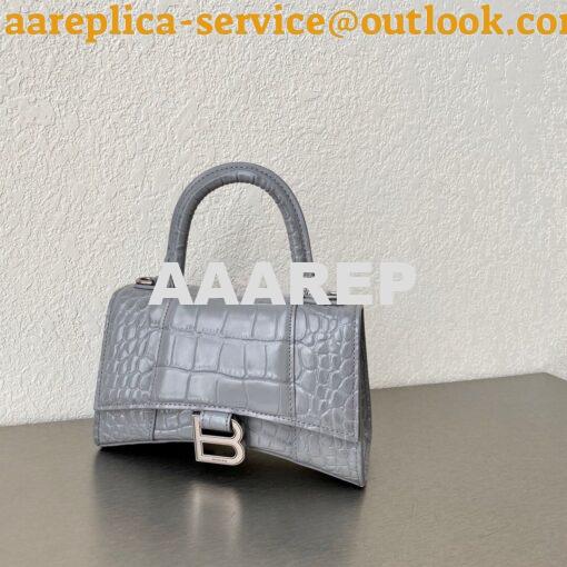 Replica Balenciaga Hourglass Top Handle Bag In Shiny Crocodile Embosse 2