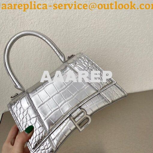 Replica Balenciaga Hourglass Top Handle Bag In Shiny Crocodile Embosse 12