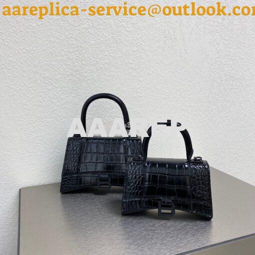 Replica Balenciaga Hourglass Top Handle Bag In Shiny Crocodile Embosse