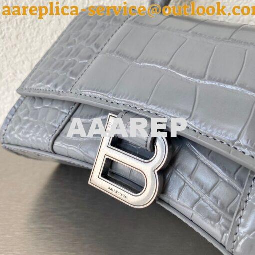 Replica Balenciaga Hourglass Top Handle Bag In Shiny Crocodile Embosse 4