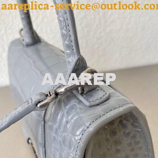 Replica Balenciaga Hourglass Top Handle Bag In Shiny Crocodile Embosse 5