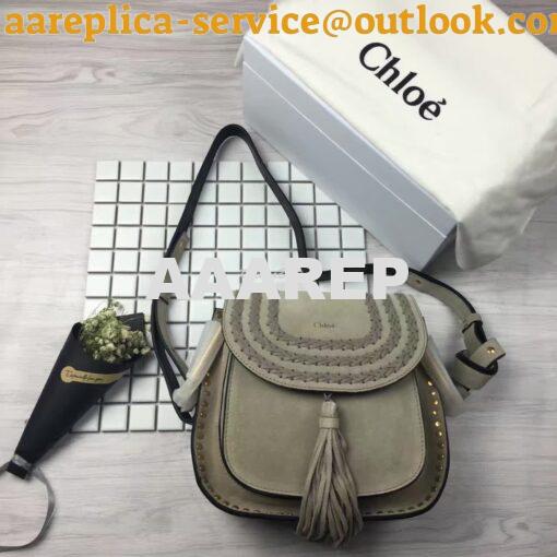 Replica Chloe Hudson Shoulder Bag in Suede Calfskin Grey 3