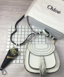 Replica Chloe Hudson Shoulder Bag in Suede Calfskin White