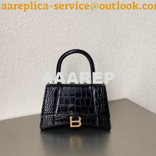 Replica Balenciaga Hourglass Top Handle Bag In Shiny Crocodile Embosse 2