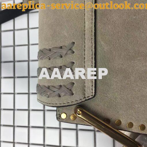 Replica Chloe Hudson Shoulder Bag in Suede Calfskin Grey 5