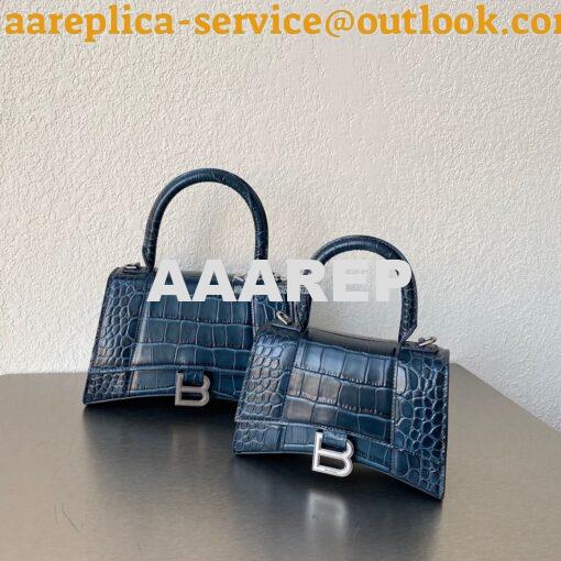 Replica Balenciaga Hourglass Top Handle Bag In Shiny Crocodile Embosse