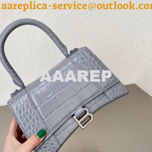 Replica Balenciaga Hourglass Top Handle Bag In Shiny Crocodile Embosse 12