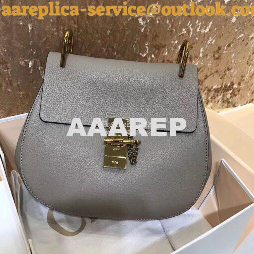 Replica Chloe Drew Shoulder Bag in Grained Lambskin Grey