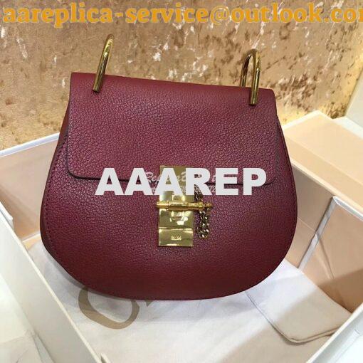 Replica Chloe Drew Shoulder Bag in Grained Lambskin Wine