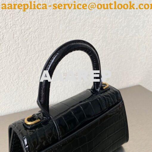 Replica Balenciaga Hourglass Top Handle Bag In Shiny Crocodile Embosse 11