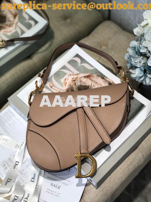 Replica Dior Saddle Bag in Grained Calfskin Nude Pink 3