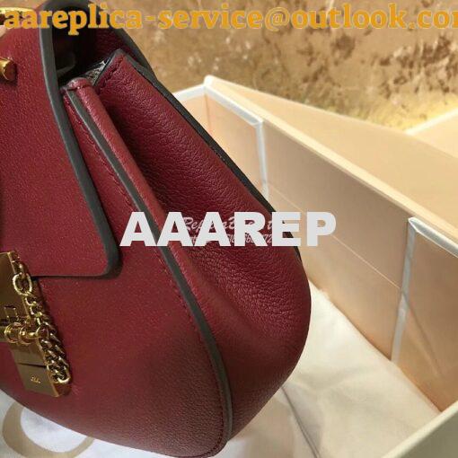 Replica Chloe Drew Shoulder Bag in Grained Lambskin Wine 2