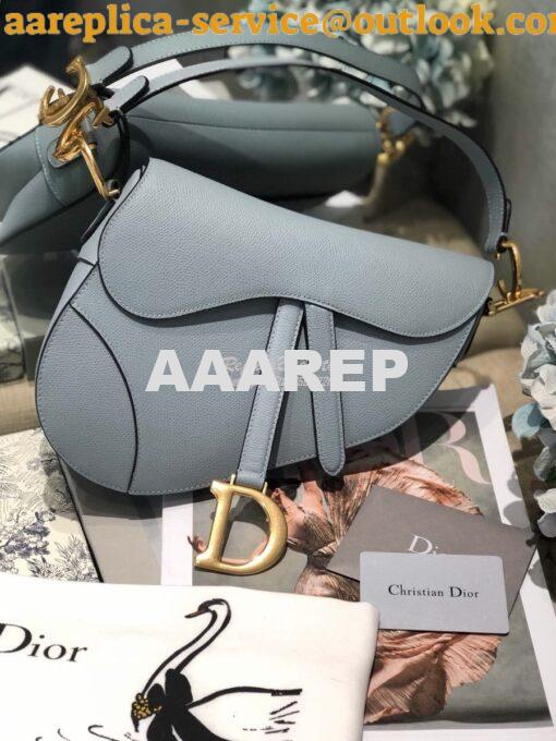 Replica Dior Saddle Bag in Grained Calfskin Baby Blue