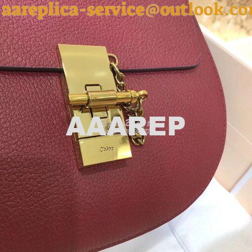 Replica Chloe Drew Shoulder Bag in Grained Lambskin Wine 3