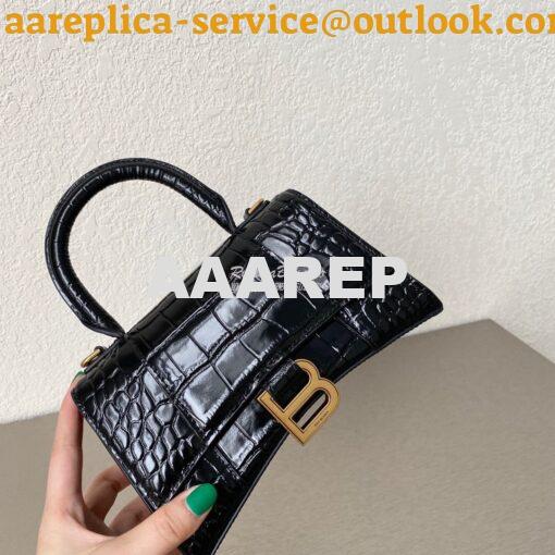 Replica Balenciaga Hourglass Top Handle Bag In Shiny Crocodile Embosse 13