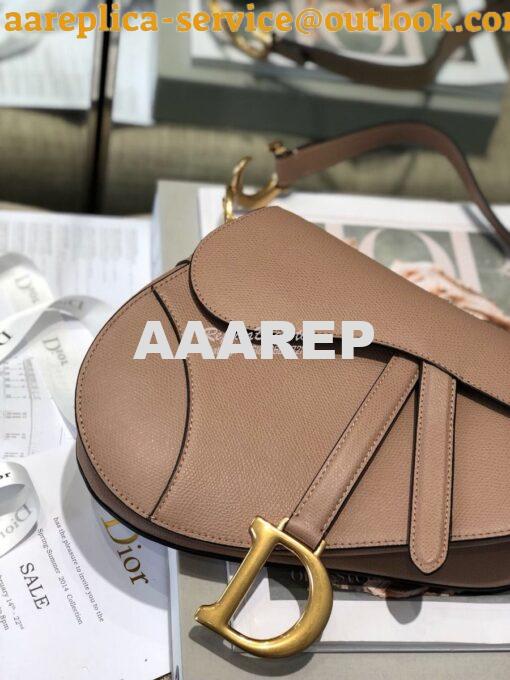 Replica Dior Saddle Bag in Grained Calfskin Nude Pink 5