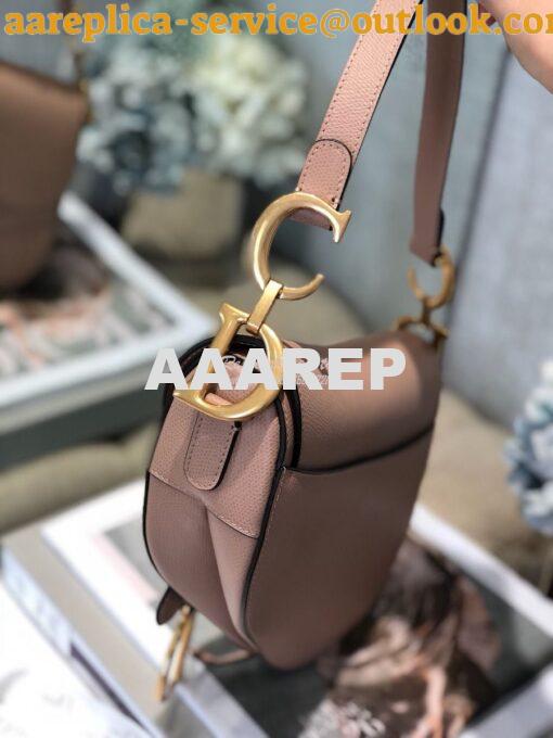 Replica Dior Saddle Bag in Grained Calfskin Nude Pink 7