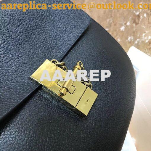 Replica Chloe Drew Shoulder Bag in Grained Lambskin Black 2