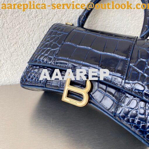 Replica Balenciaga Hourglass Top Handle Bag In Shiny Crocodile Embosse 6