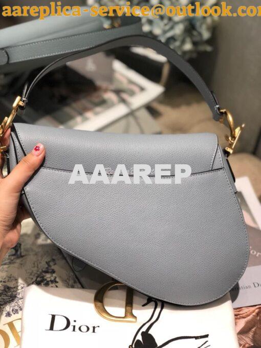 Replica Dior Saddle Bag in Grained Calfskin Baby Blue 5